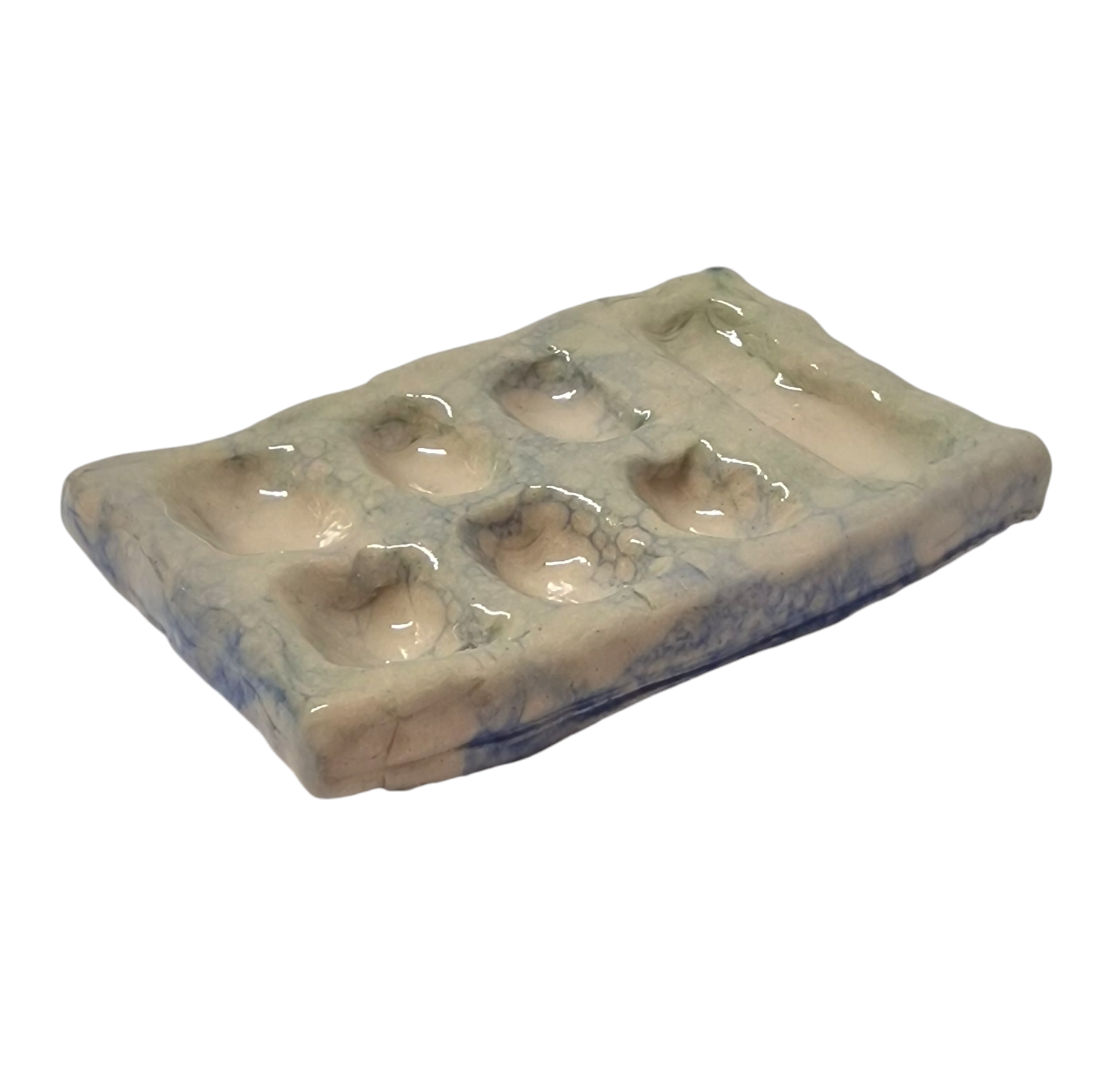 Rectangular paint pallet with blue bubble markings