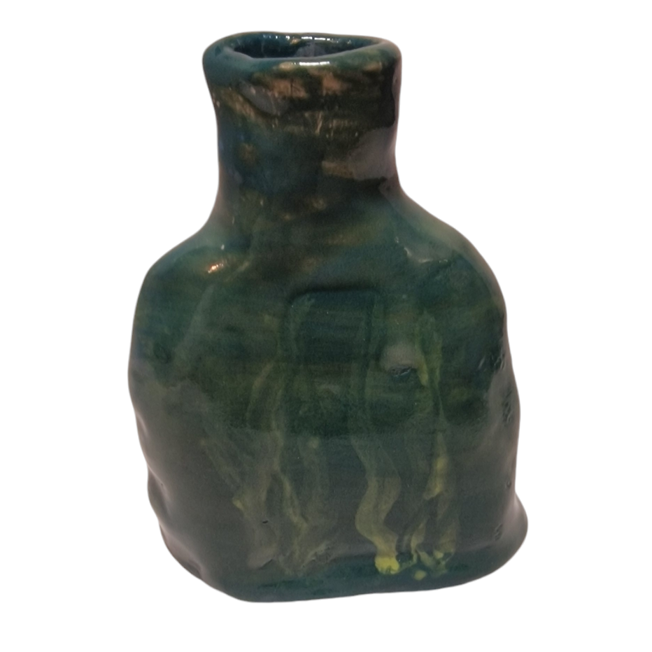 Green and blue painted bottle