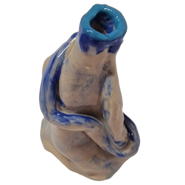 Hand built bottle with 3D worm like creature wrapped around the bottle