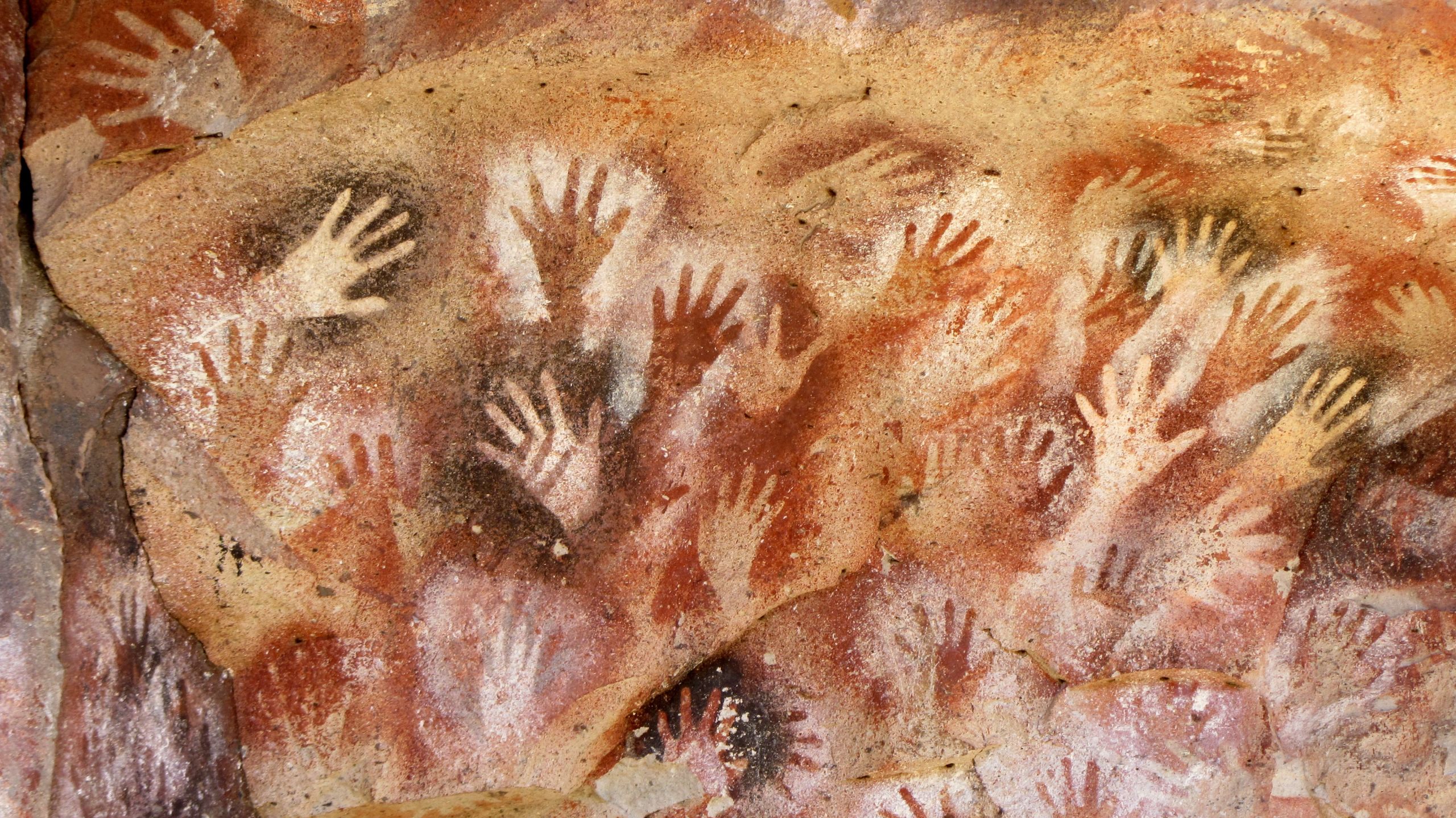 Images of hands in Cueva de las Manos, Santa Cruz, Argentina
