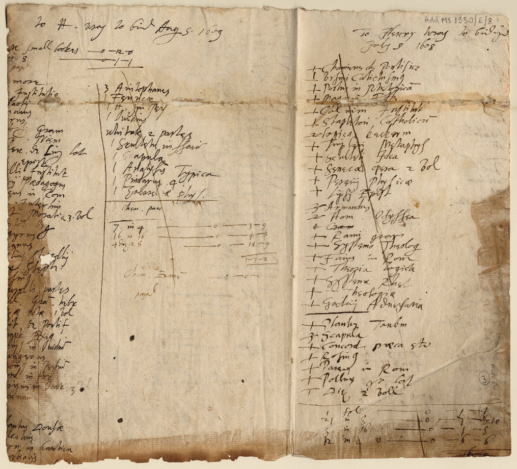 Stationer's accounts for binding imported books