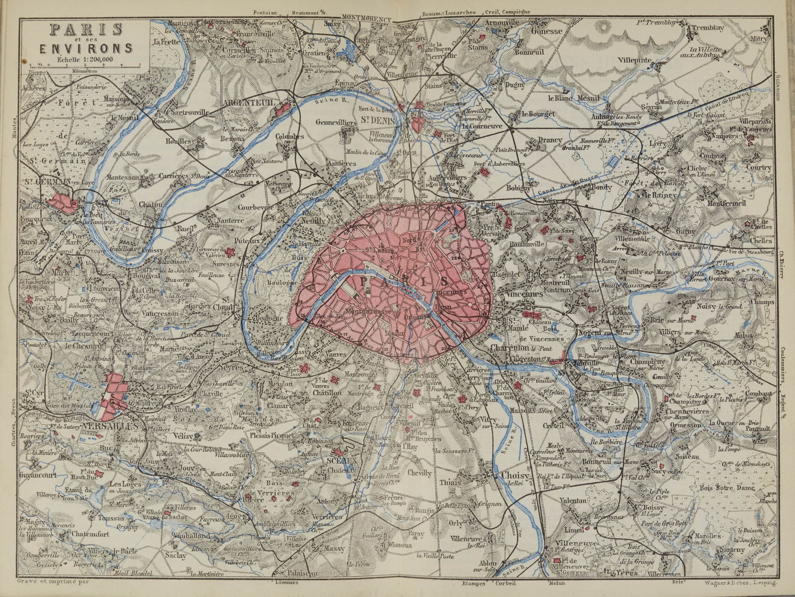 Map of Paris from Baedeker's 19th century guide to Paris