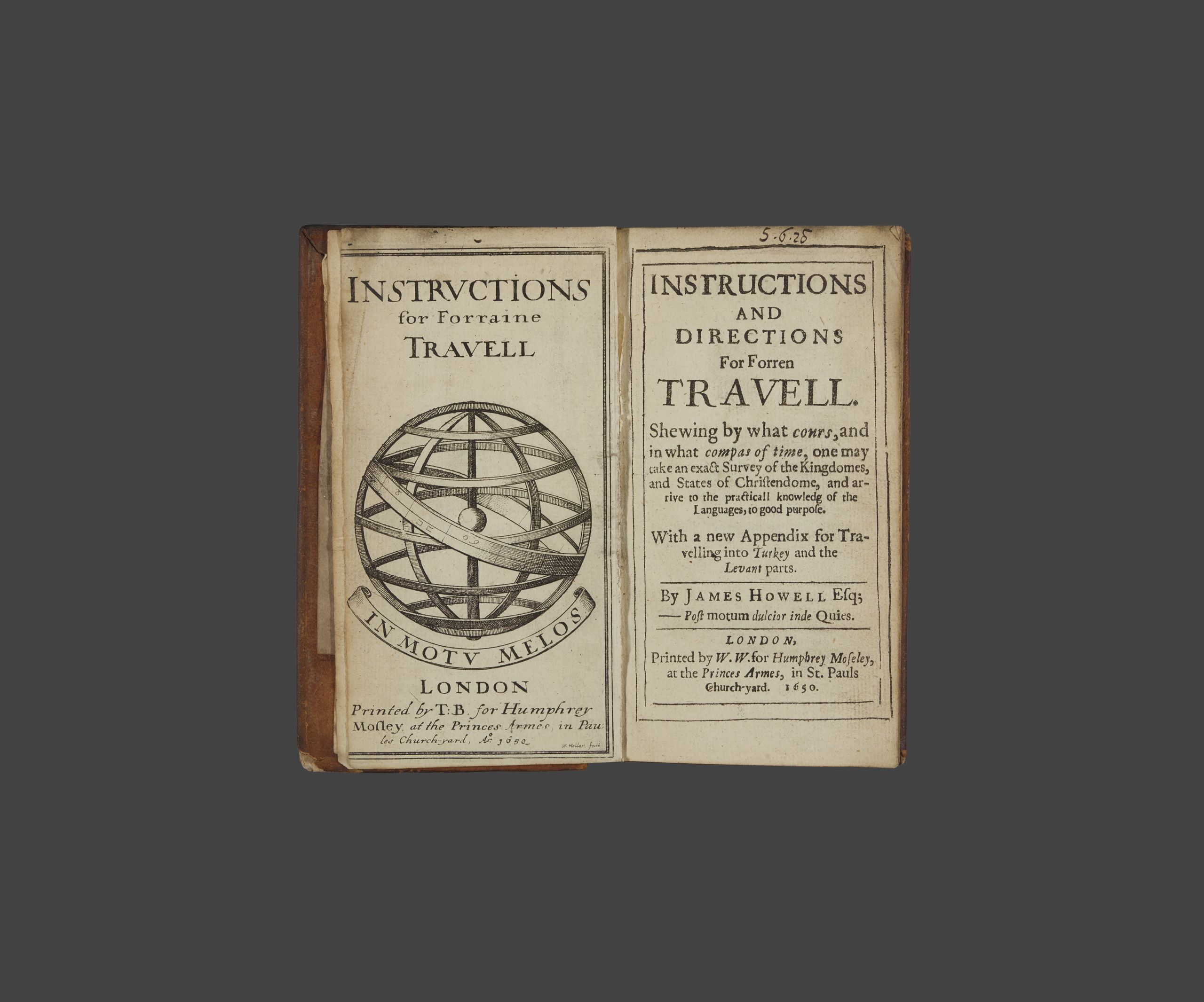 Title page from James Howell, Instructions and Directions for Foreign Travel