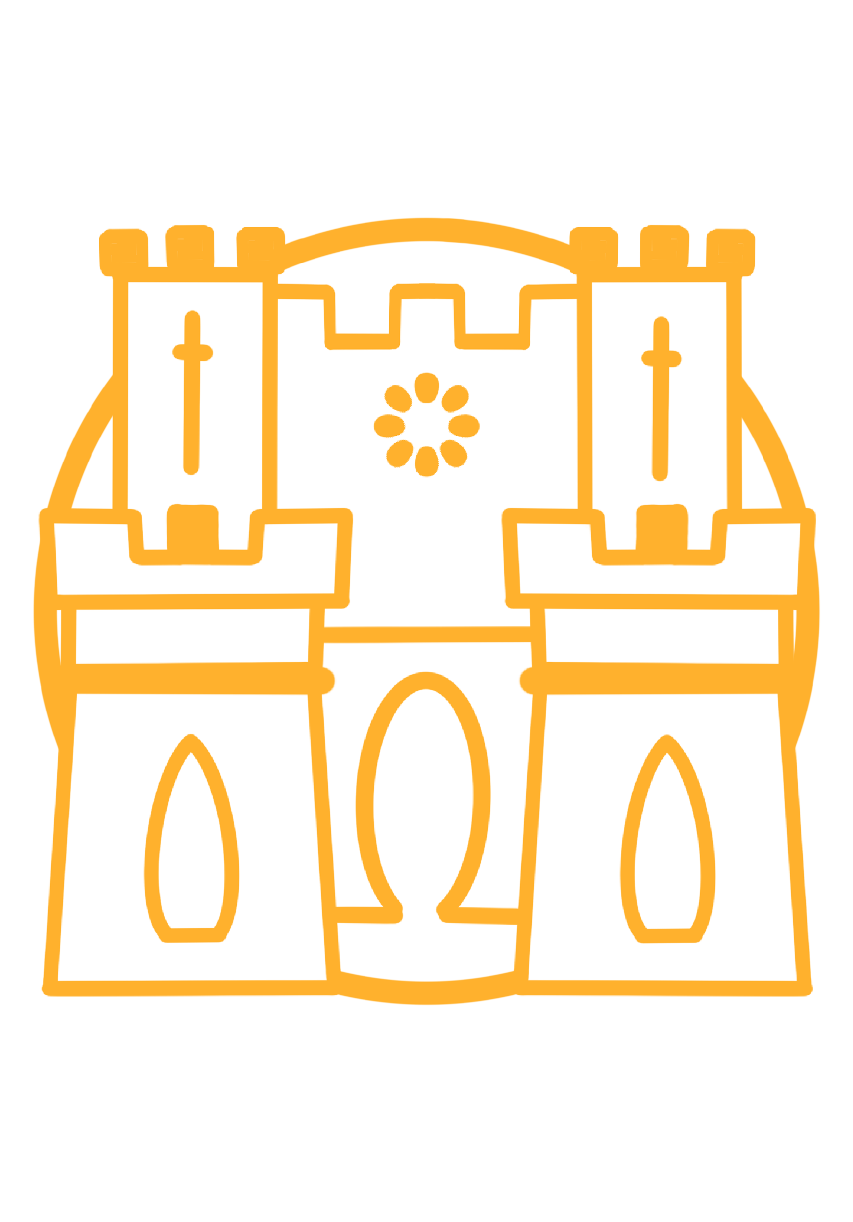 Golden outline icon of Durham Castle