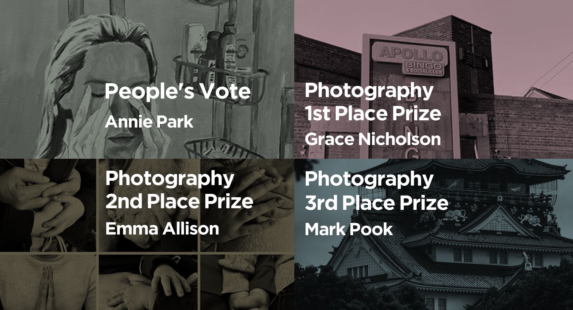 People's Vote Annie Park Photography 1st Place Prize Grace Nicholson Photography 2nd Place Prize Emma Allison Photography 3rd Place Prize Mark Pook