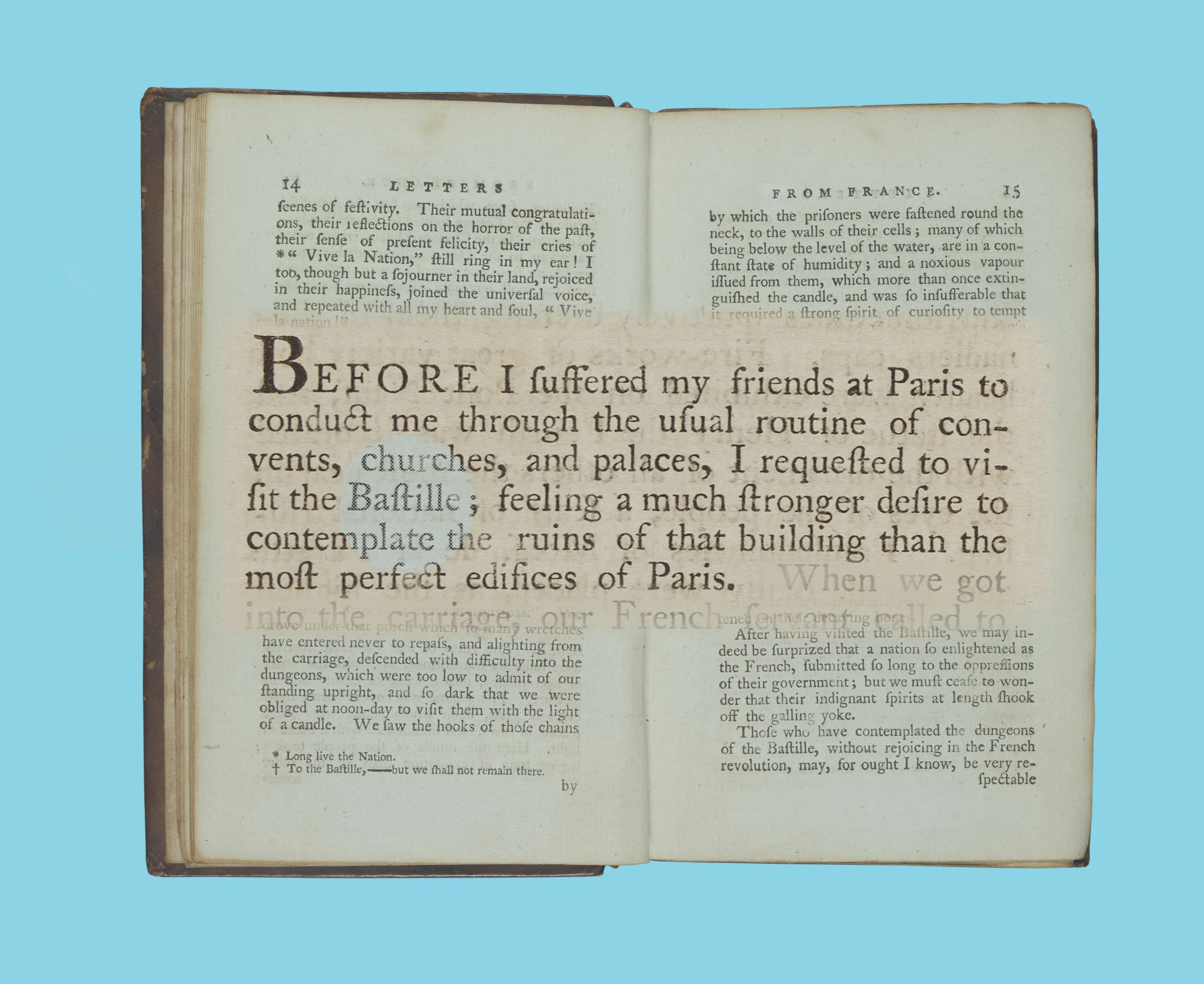 quote from book with Williams asking her friends to take her to see the recently liberated Bastille Prison