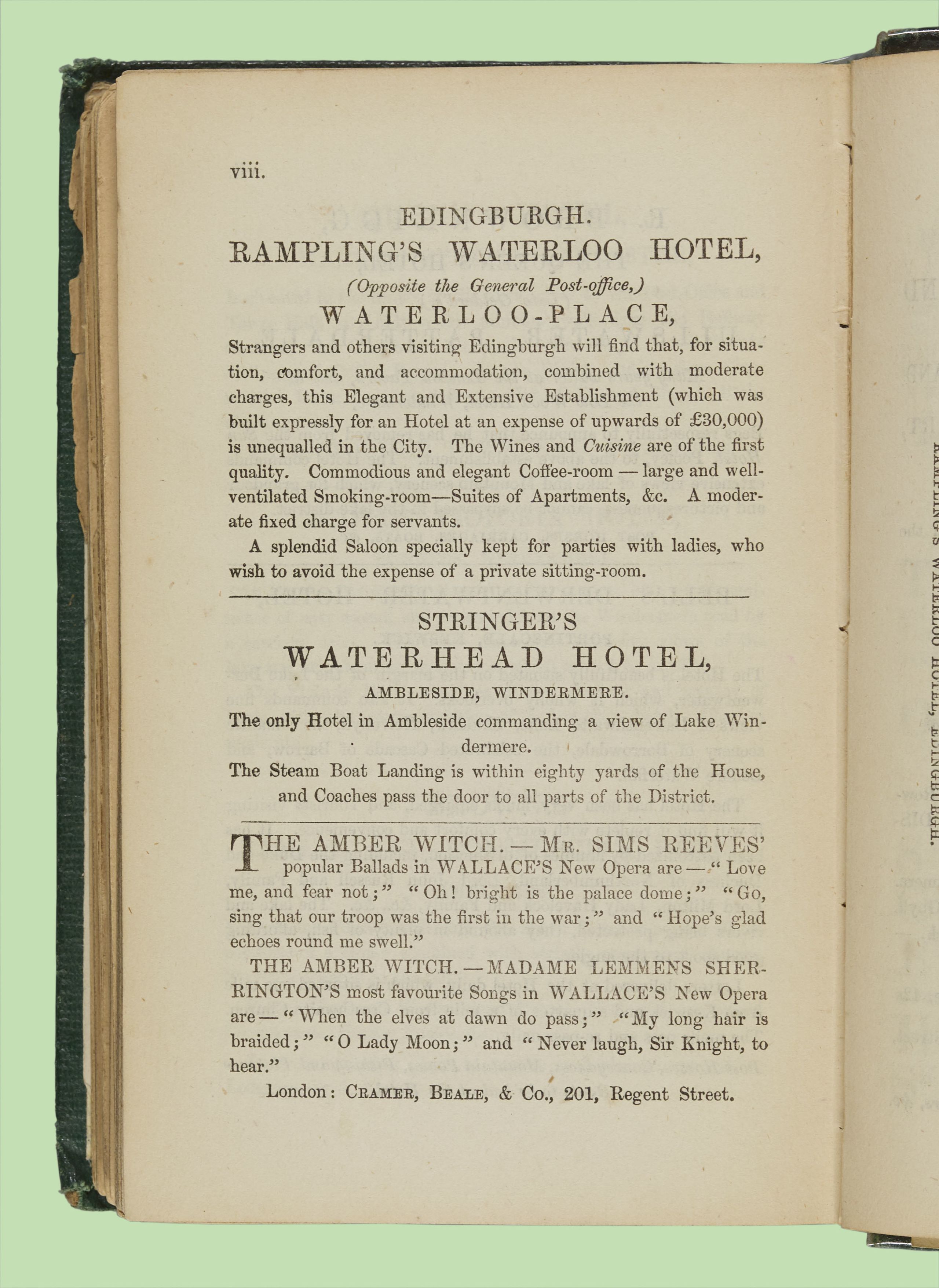 Page describing Waterloo Hotel, Edinburgh